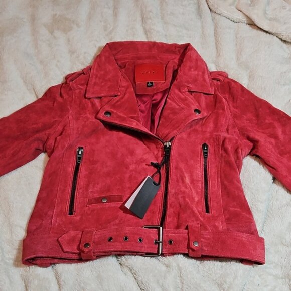 Blank NYC Jackets & Blazers - NWT BLANK NYC PINK ZIPPERED FASHION MOTO SUEDE JACKET - SIZE L
